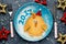 Funny breakfast for kids - pancake shaped rooster, chicken
