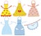 Funny bright aprons set