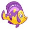 Funny bright fish. Cartoon mascot. Exotic ocean animal