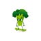 Funny broccoli character with human face skating