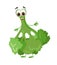 Funny Broccoli with eyes on white background