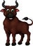 Funny Brown Buffalo Cartoon In White Background