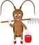 Funny Brown Cockroach With Fork Cartoon