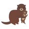 Funny brown otter on white background. Kawaii. Vector illustration