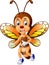 Funny Brown Yellow Butterfly Wearing Blue Shoes Cartoon