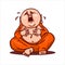 Funny Buddha sits in a lotus position, laughs loudly and clings to the belly.