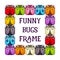 Funny bugs frame. Cartoon colorful background.