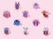 funny Bugs insect animal with wings cartoon icons set