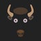 Funny bull bison on dark brown background. Vector