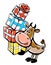 Funny bull with gifts