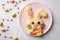 Funny bunny Easter kids meal
