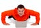 Funny businessman doing push-ups