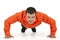 Funny businessman doing push-ups