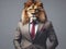 Funny businessman with lion face, new graphic style design