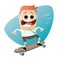 Funny businessman on skateboard