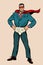 Funny businessman superhero in shorts