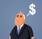 Funny Businessman Thinking About Making Money Vector Cartoon
