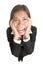 Funny businesswoman with stress isolated
