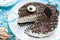 Funny cake chocolate cheesecake for kids party