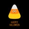 Funny candy corn with face. Happy Halloween card. Baby background. Flat design.