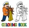 Funny captain or yachtsman. Coloring book