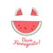 Funny card Buon Ferragosto italian summer holiday with watermelon face