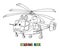 Funny cargo helicopter with eyes. Coloring book