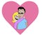 Funny caricature couple of lovers. Cartoon characters. Simple style, vector illustration.