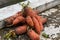 Funny carrots, homemade zero waste ugly food, antioxydant and non gmo vegetable, daucus carota