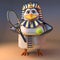 Funny cartoon 3d Egyptian penguin pharaoh Tutankhamun enjoys playing tennis, 3d illustration