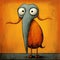 Funny Cartoon Animal On Orange Wall: Moody Figurative Art