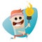 Funny cartoon athlete with torch