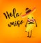 Funny cartoon banana in a Mexican hat and mustache. Hola amigo. Summer card. Flat style. Vector illustration
