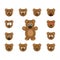 Funny cartoon bear emoticon set.