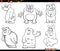 funny cartoon bears animal characters set coloring page