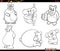 funny cartoon bears animal characters set coloring page