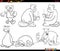 funny cartoon bears animal characters set coloring page