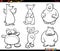 funny cartoon bears animal characters set coloring page