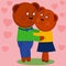 Funny cartoon bears hugging vector image