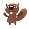 Funny cartoon beaver. Vector illustrated icon