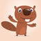 Funny cartoon beaver. Vector illustrated icon of a beaver.