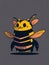 Funny cartoon bee. Vector illustration. Isolated on grey background. Ai generated