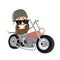 Funny cartoon biker riding his bike