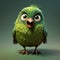 Funny Cartoon Bird In Green: Zbrush Style Textured Illustrations By Bill Gekas