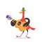 Funny cartoon bird plays the guitar