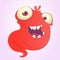 Funny cartoon blob slimy monster laughing. Vector alien illustration