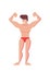 Funny Cartoon bodybuilder. Flat vector