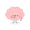 Funny cartoon brain character with facepalm gesture