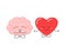 Funny cartoon brain and heart characters meditating