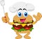 Funny cartoon burger chef character